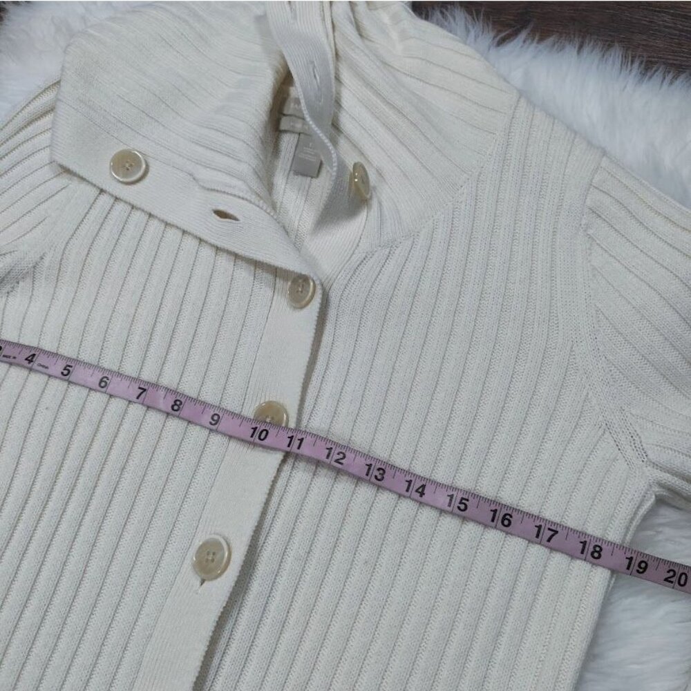 Banana Republic Italian Wool Cardigan L Ribbed Lagenlook Woolblend Preppy - Picture 11 of 11